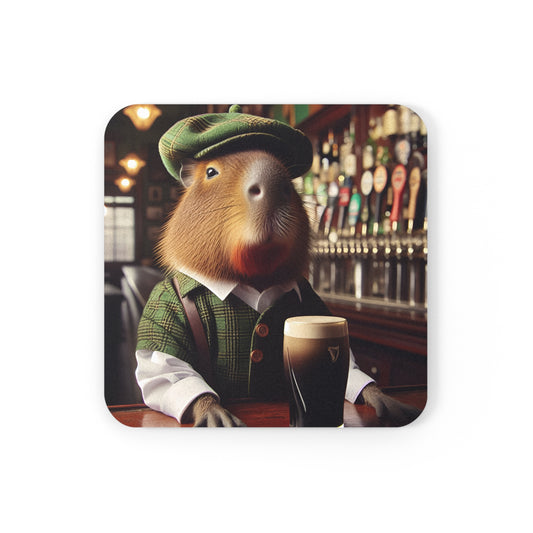 Cork Back Coaster - capybara Irish stout