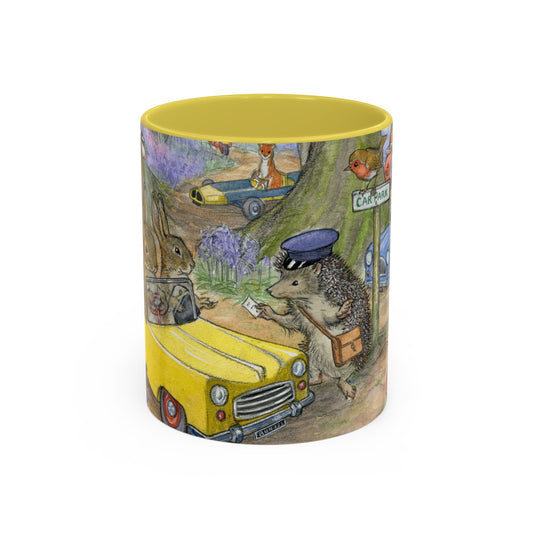 Driving Bunnies Yellow Mug
