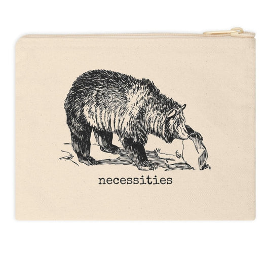 bear necessities jungle book funny illustration Victorian canvas zip bag pouch tote mini purse suitcase rucksack carry organize store storage office work home house lady woman funny humor cotton canvas gift present 