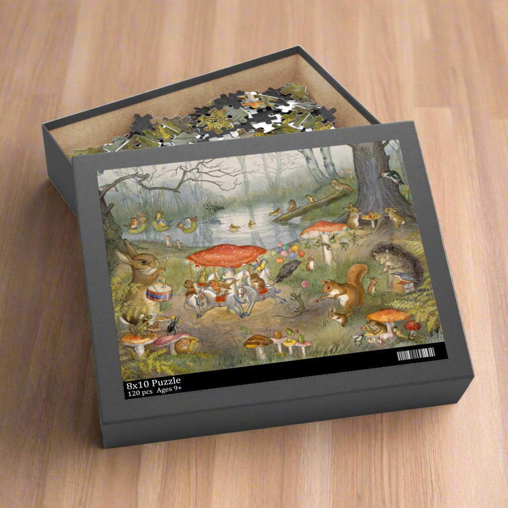 fairy toadstool squirrel hedgehog pond woodland animal jigsaw puzzle game 
