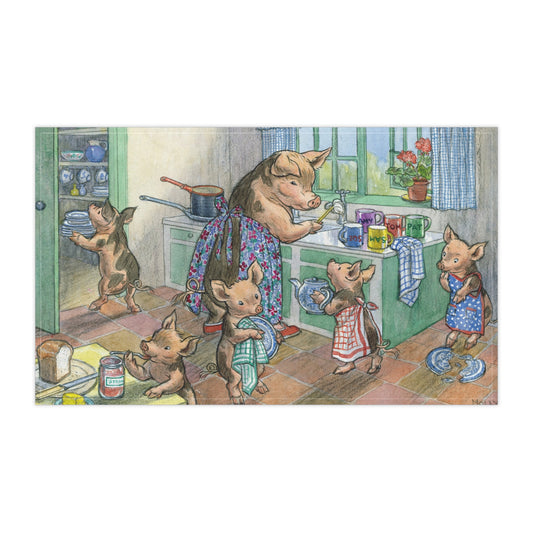 Dish Washing Pigs Tea Towel