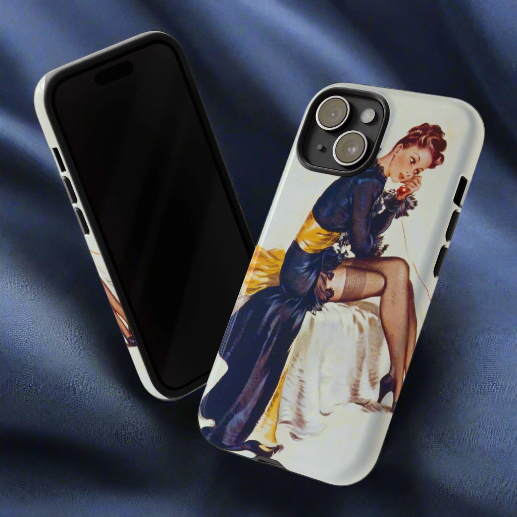 pin up girl 1940s iPhone case cover tough david wright telephone red stockings 