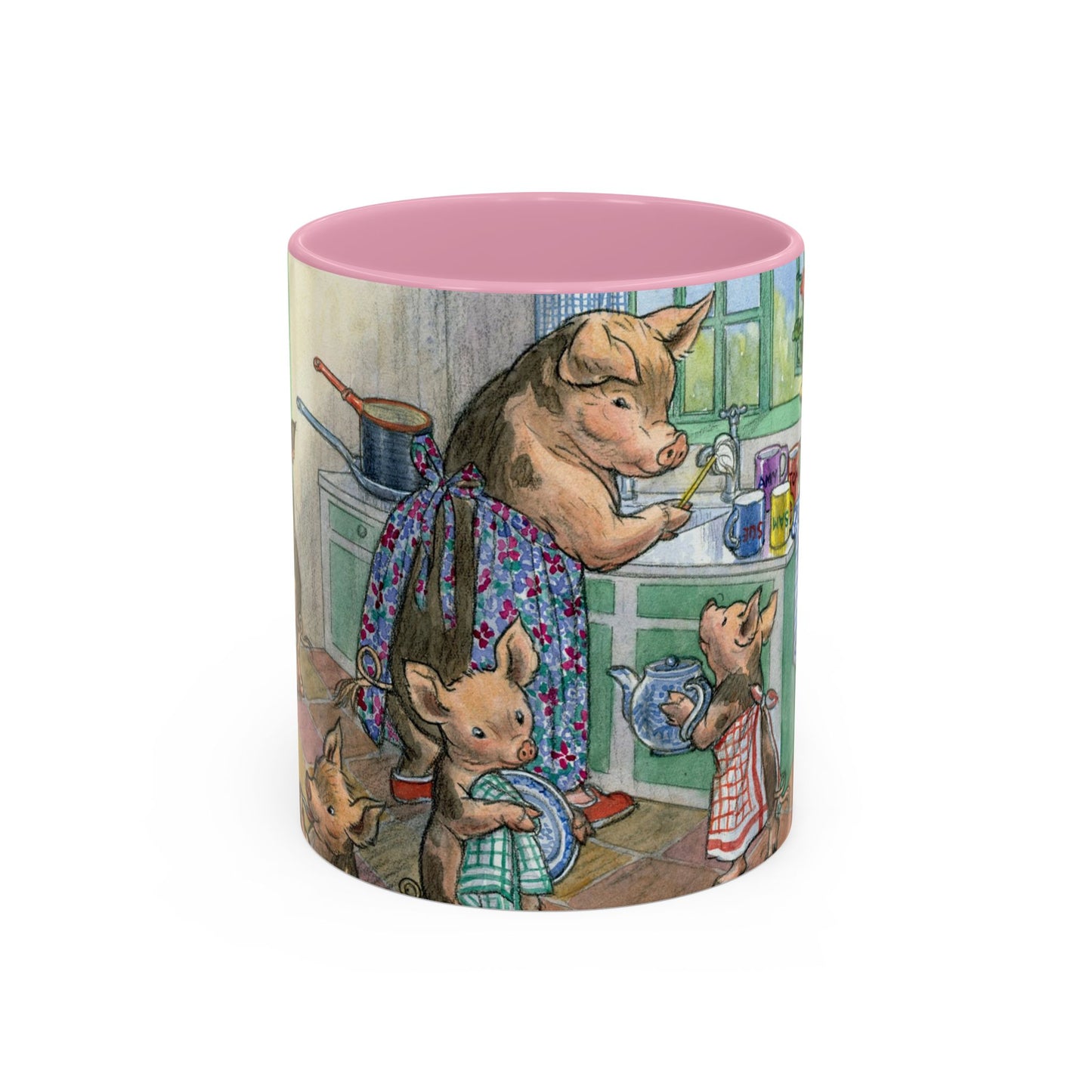 Washing the Dishes Pigs Pink Mug