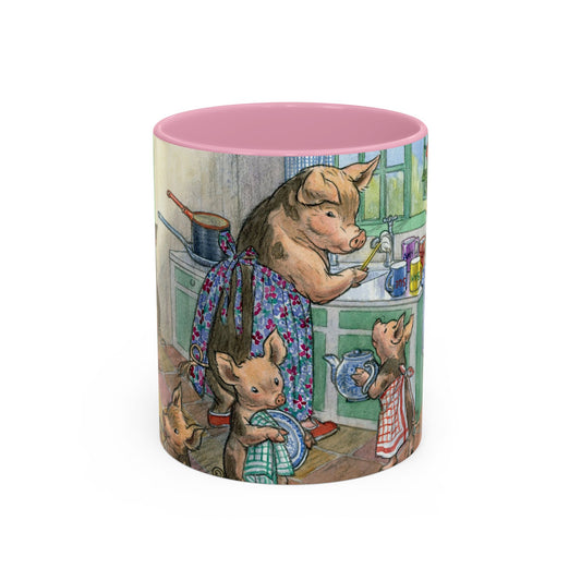 Washing the Dishes Pigs Pink Mug