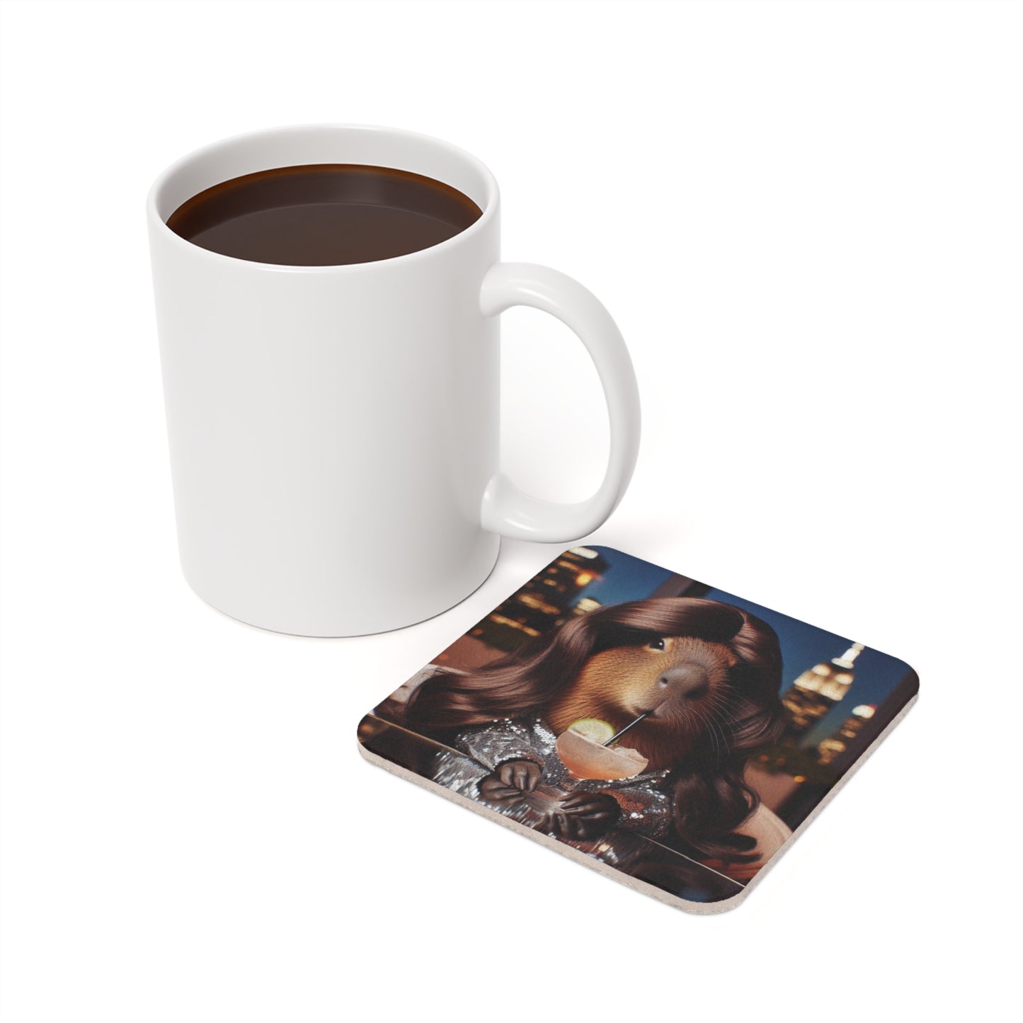 Cork Back Coaster - capybara brunette
