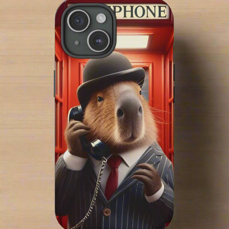 iPhone 15 case - British Businessman Capybara design