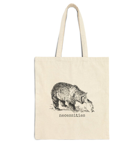 bear necessities jungle book basics tote bag cotton canvas Victorian illustration funny humor gift present carry food groceries grocery store reusable practical purse shopping woman man strong rucksack 