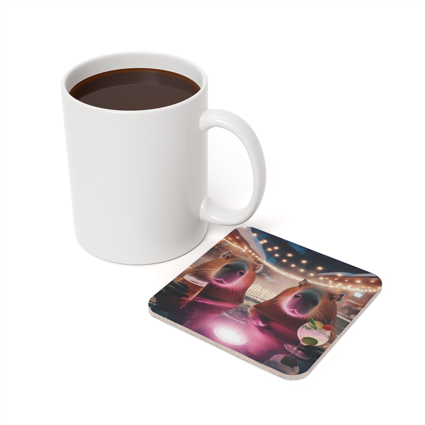 Cork Back Coaster - capybara jacuzzi