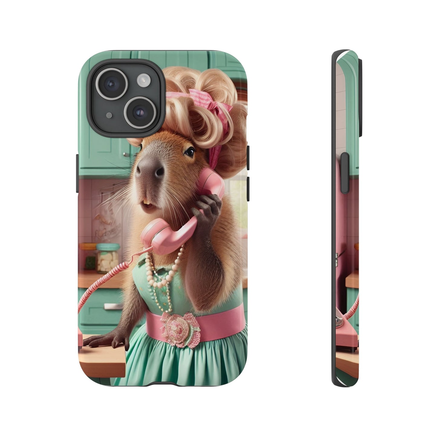 iPhone 15 case - 50's Housewife Capybara design