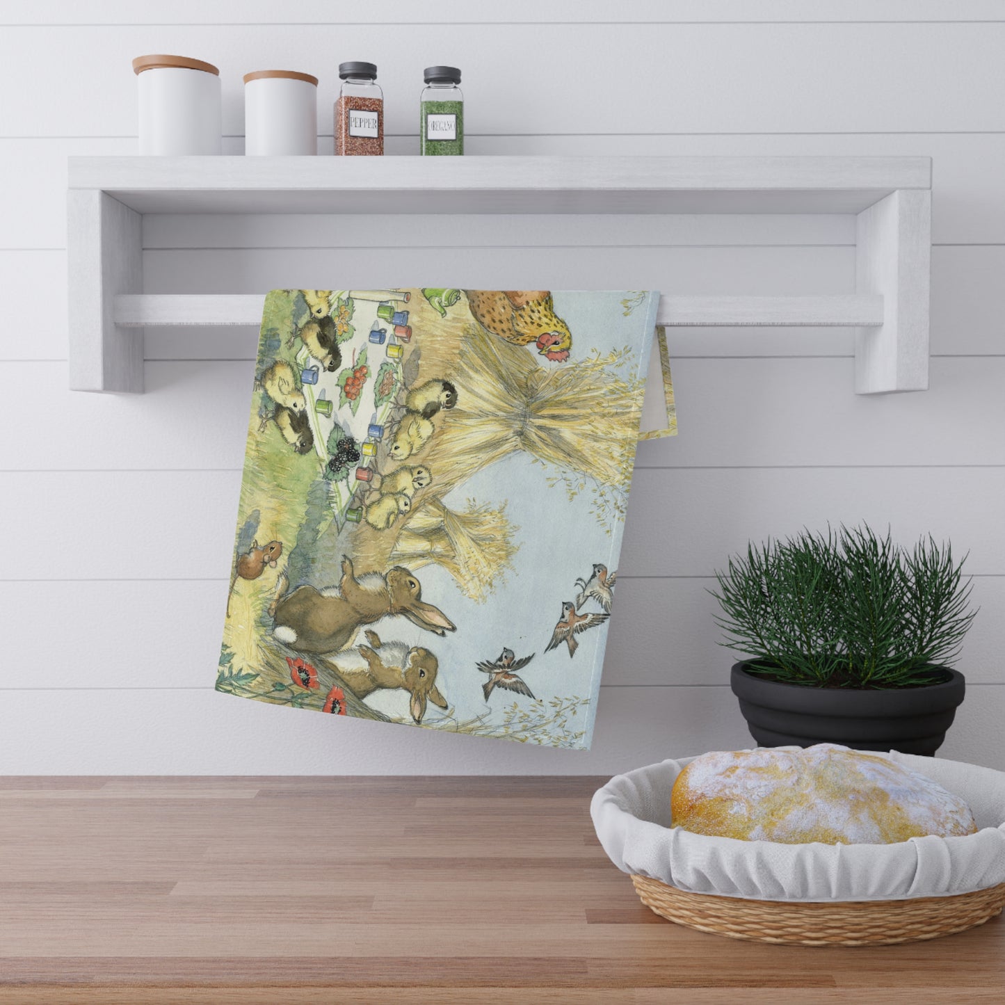 Chicken and Chicks Picnic Tea Towel
