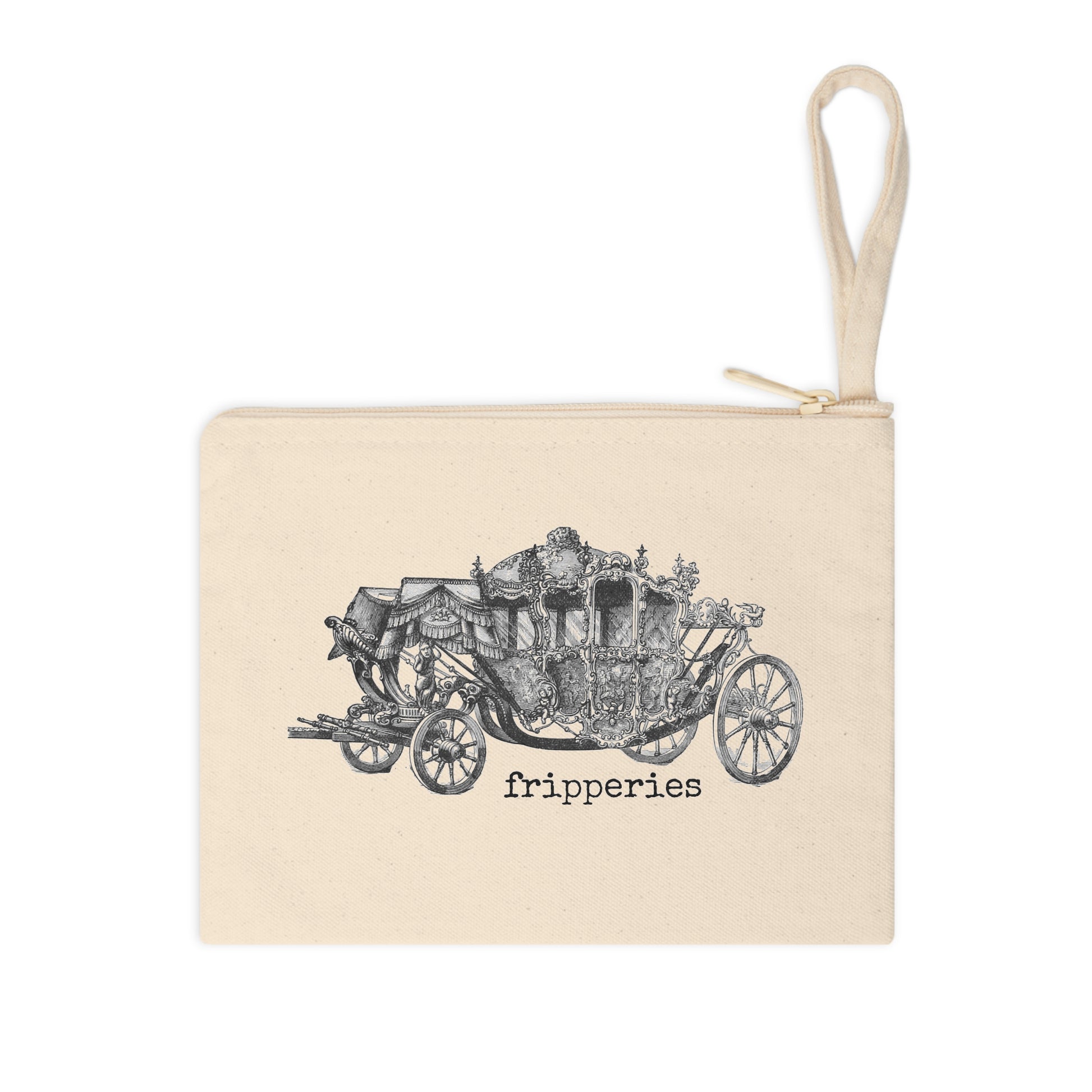 fripperies royal gold carriage funny illustration Victorian canvas zip bag pouch tote mini purse suitcase rucksack carry organize store storage office work home house lady woman funny humor cotton canvas gift present 