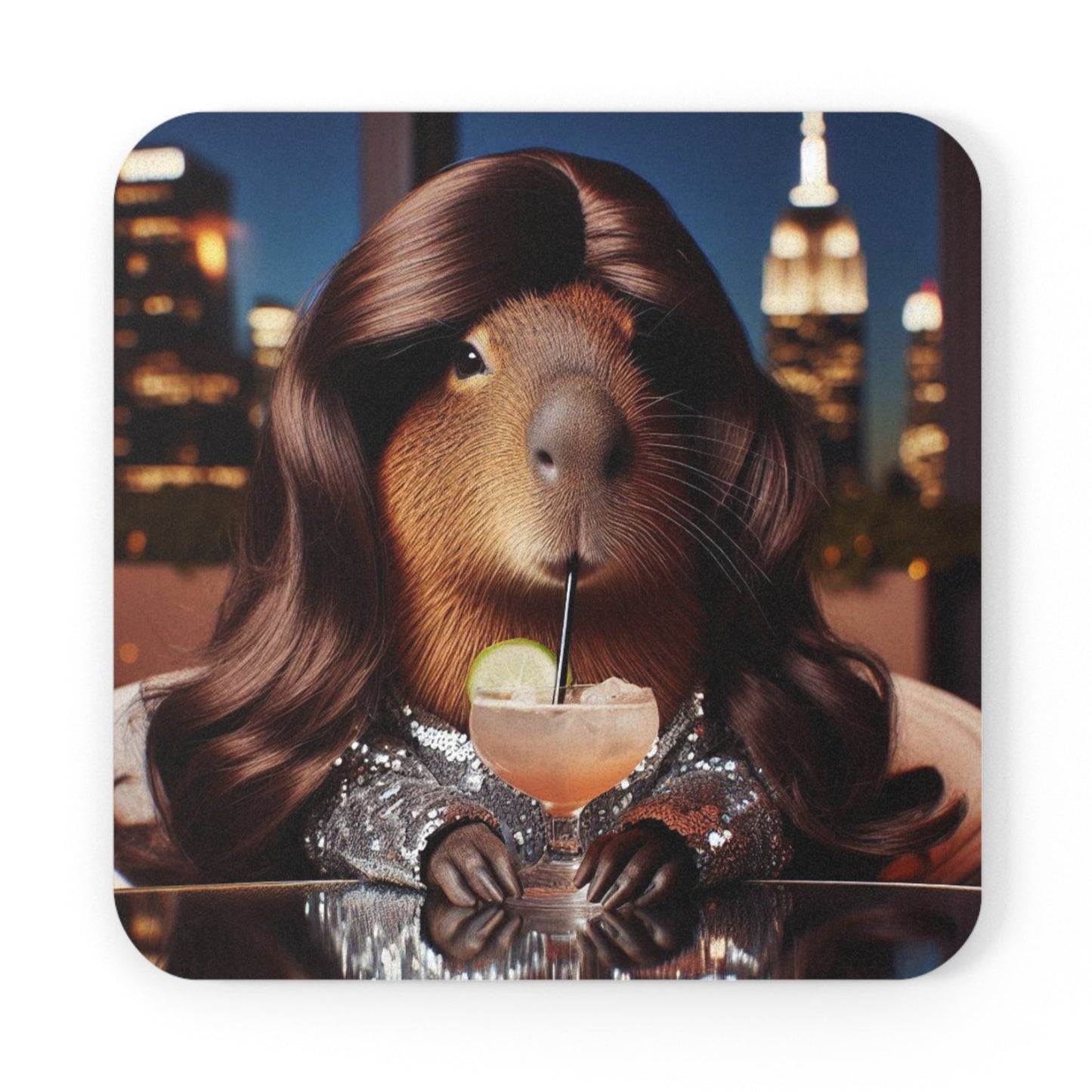 Cork Back Coaster - capybara brunette