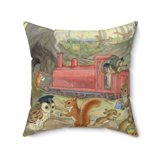 Faux suede pillow - Train Ride