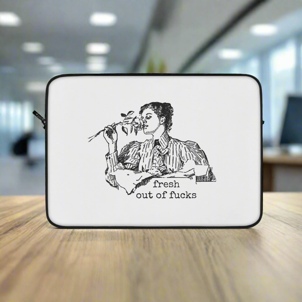laptop bag sleeve carry office work business rude woman vintage illustration 