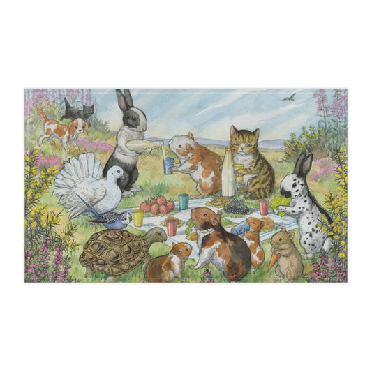 The Picnic Rabbits Tea Towel