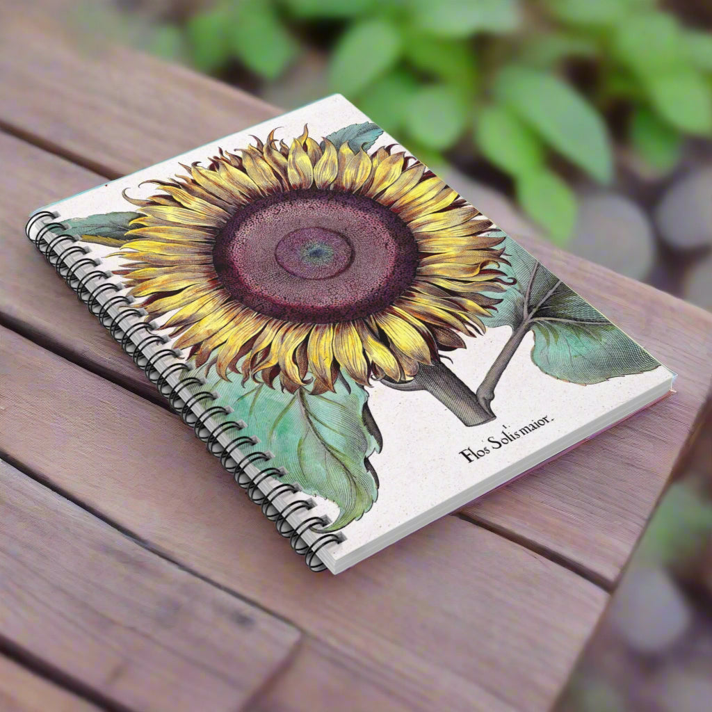Notebook with sunflower design on a white background