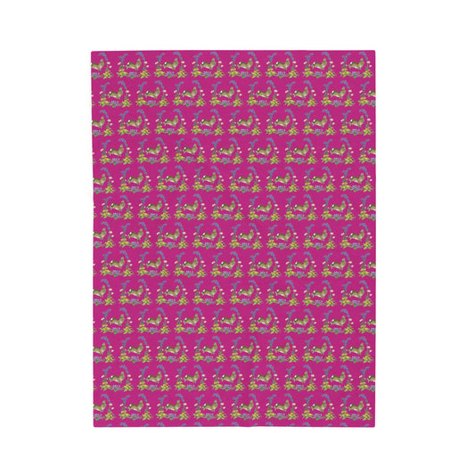 Bunnies and Bluebells Pink Plush Blanket