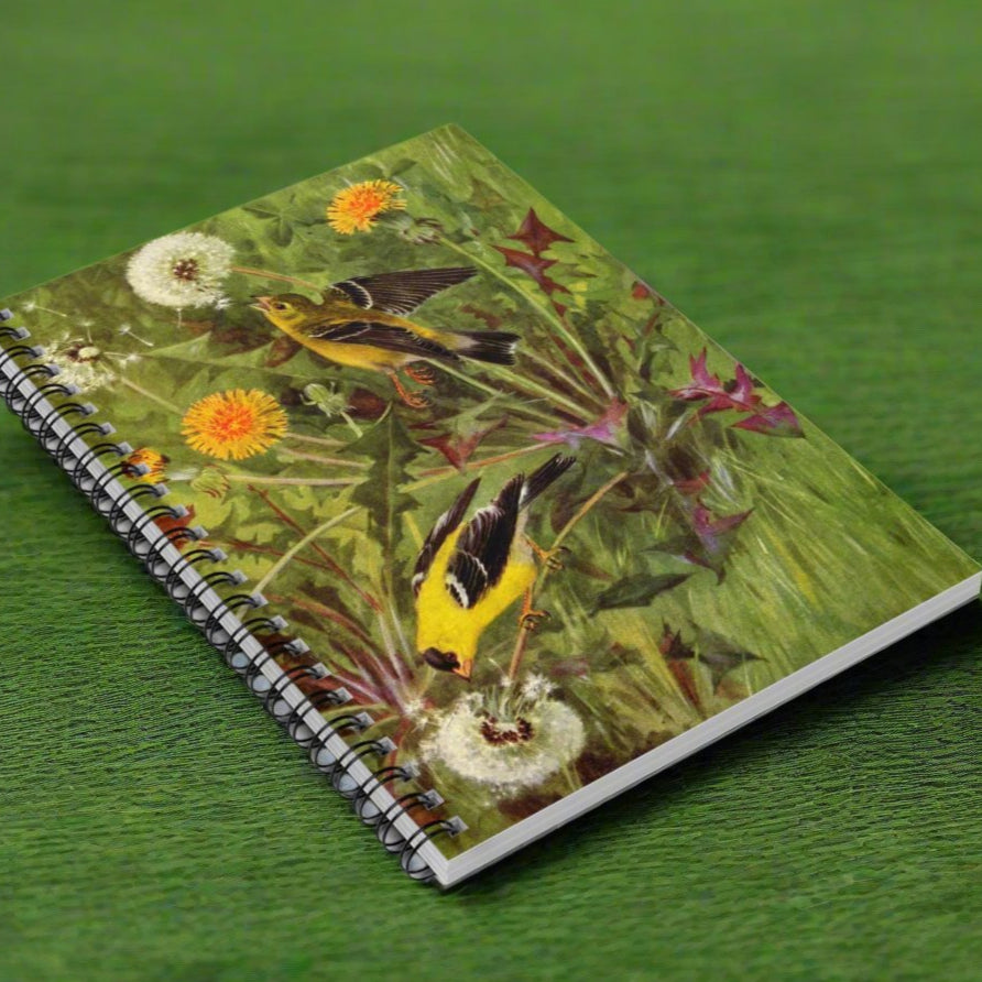Spiral Notebook - Finches and dandelions