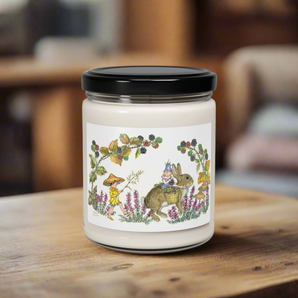 candle jar scented rabbit bunny pixie elf fairy fairies blackberry fall decor floral flower