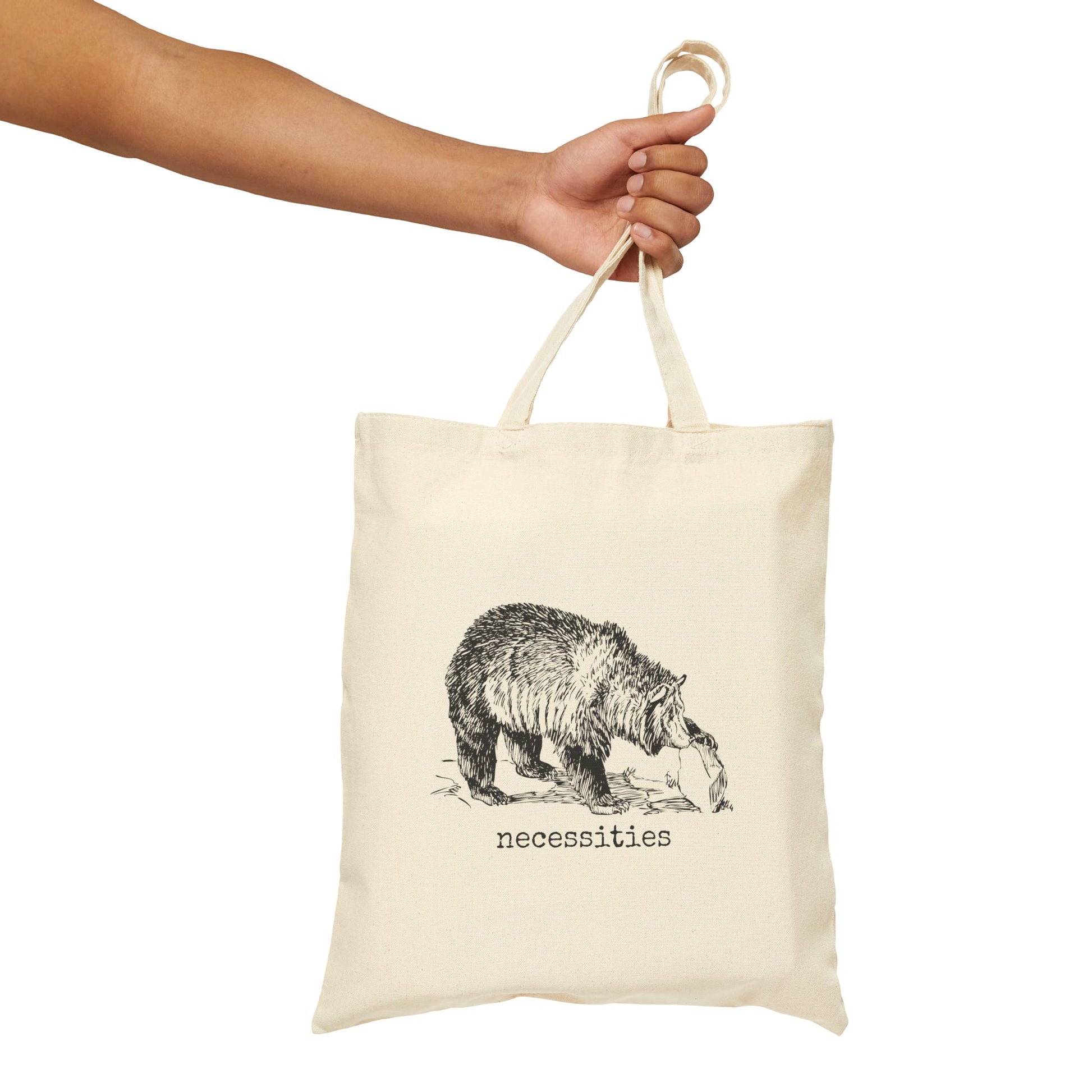 bear necessities jungle book basics tote bag cotton canvas Victorian illustration funny humor gift present carry food groceries grocery store reusable practical purse shopping woman man strong rucksack 
