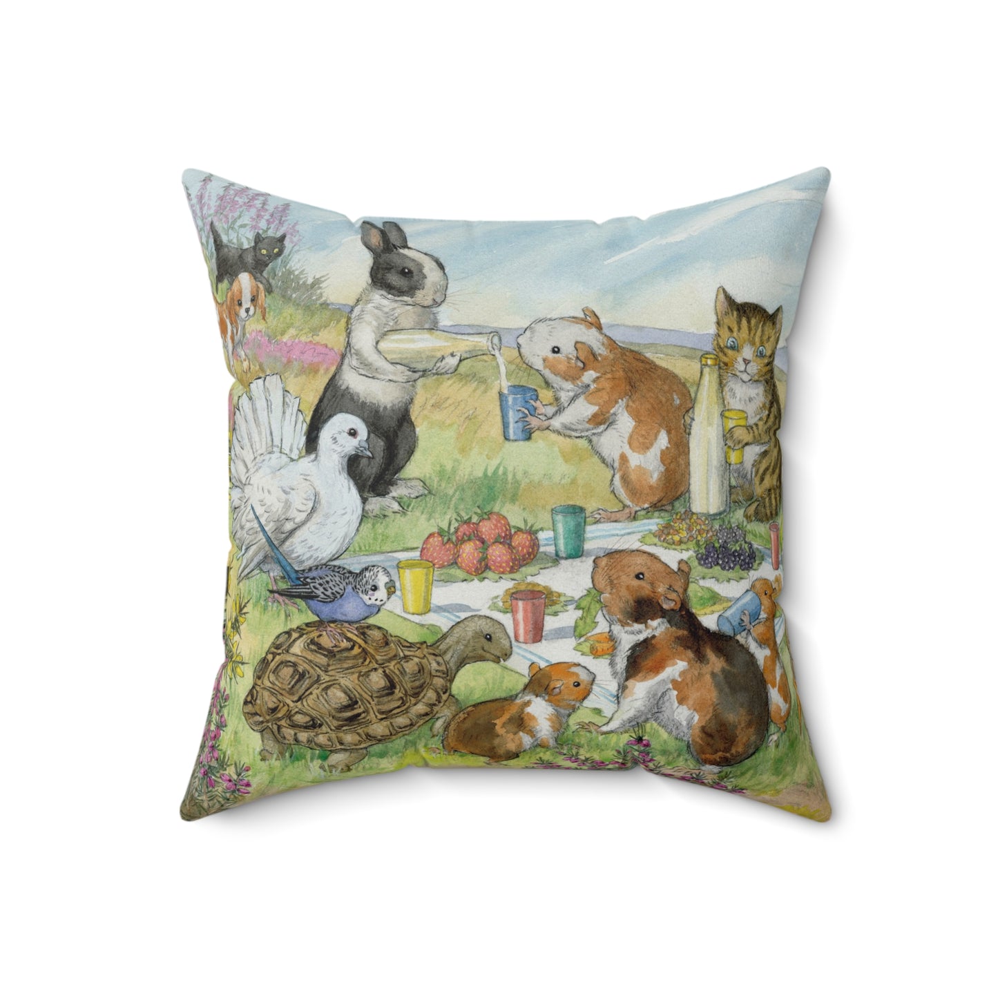 Faux suede pillow - Guinea Pig's Picnic
