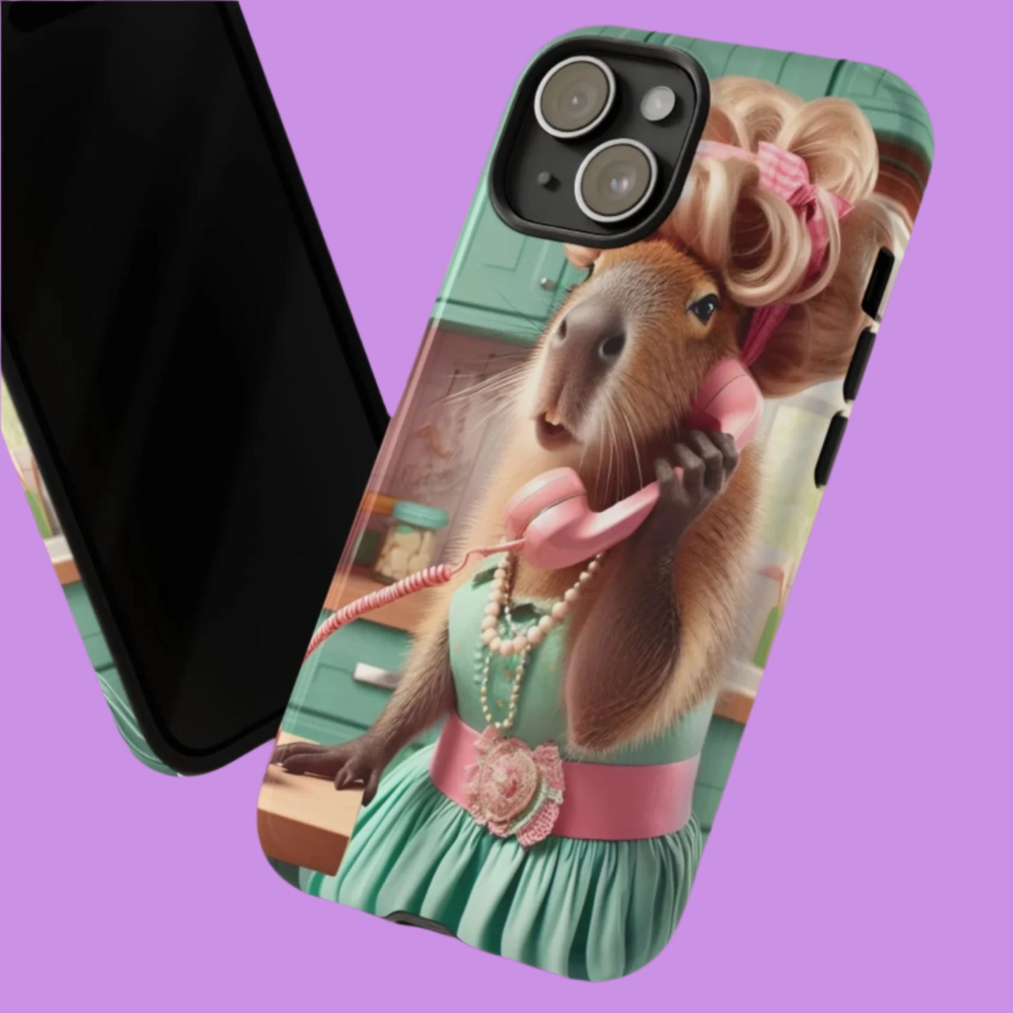 capybara 50's housewife pink and green iPhone case