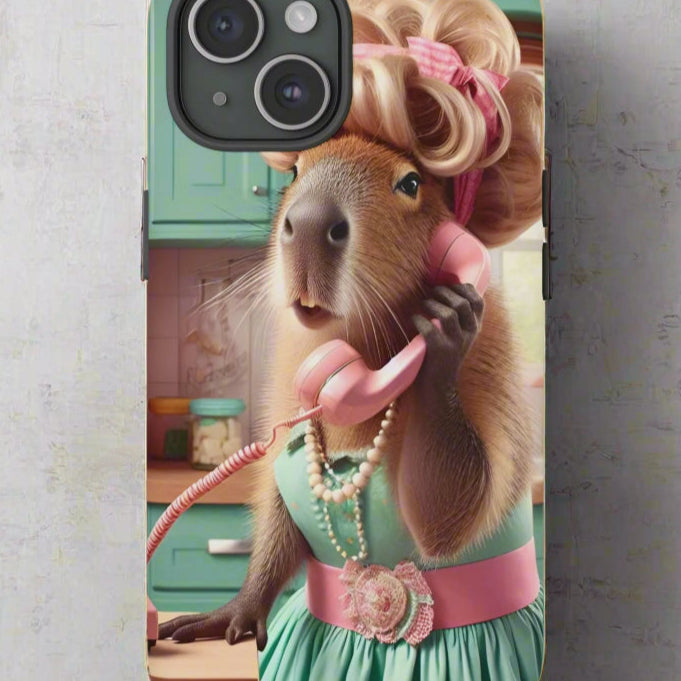 iPhone 15 case - 50's Housewife Capybara design