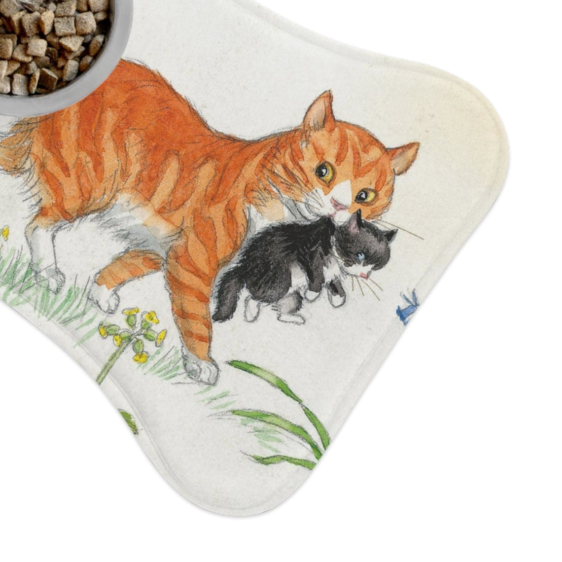 ginger cat feeding mat kittens Molly Brett illustration 