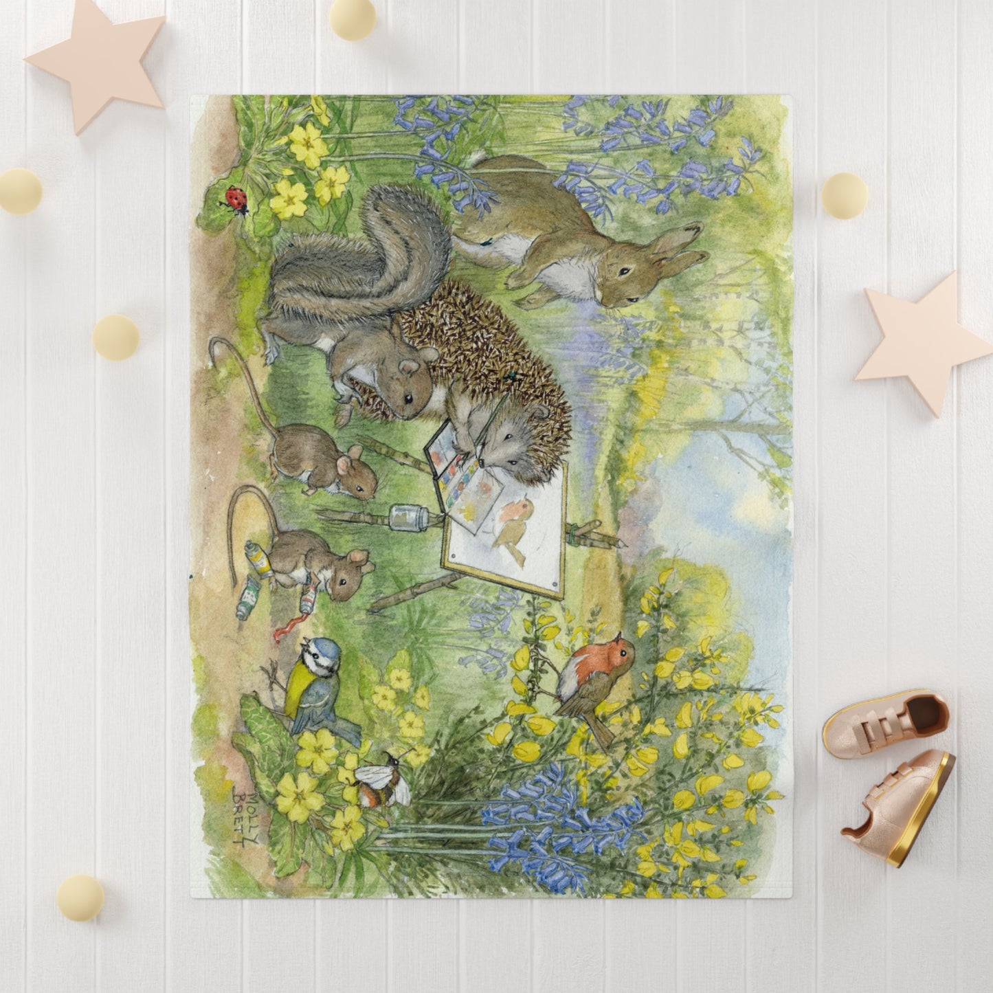 Painting Hedgehog Baby Blanket - Soft fleece