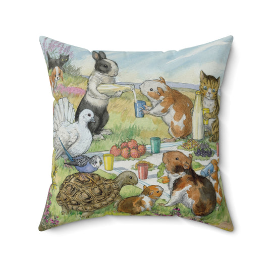 Faux suede pillow - Guinea Pig's Picnic