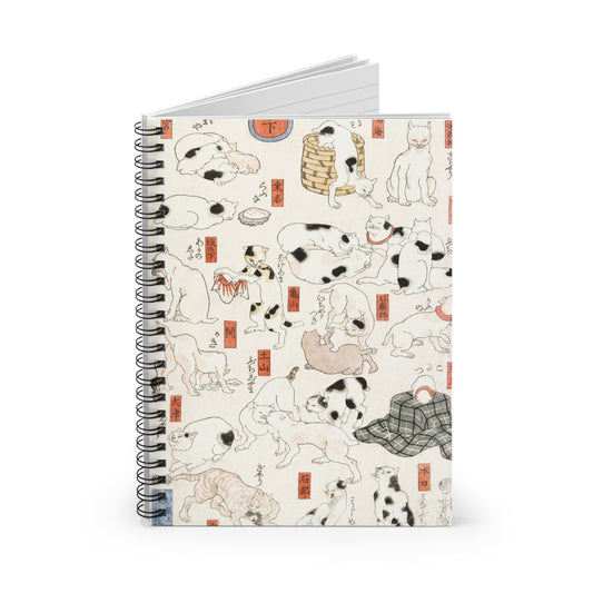 cat feline furbaby Japanese notebook journal story animals two by two vintage design illustration painting journal journaling taking notes office organize 