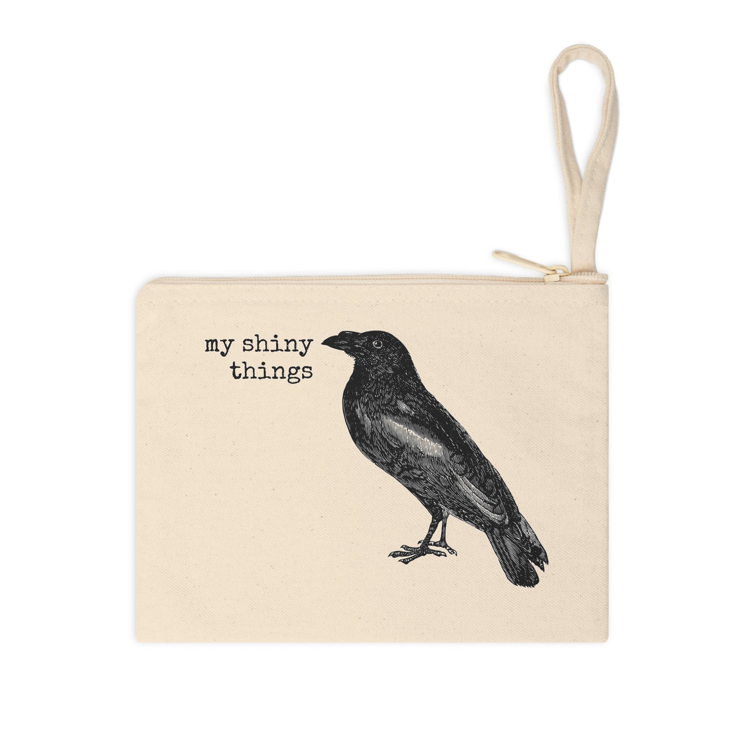 crow bird animal my shiny things funny illustration Victorian canvas zip bag pouch tote mini purse suitcase rucksack carry organize store storage office work home house lady woman funny humor cotton canvas gift present 