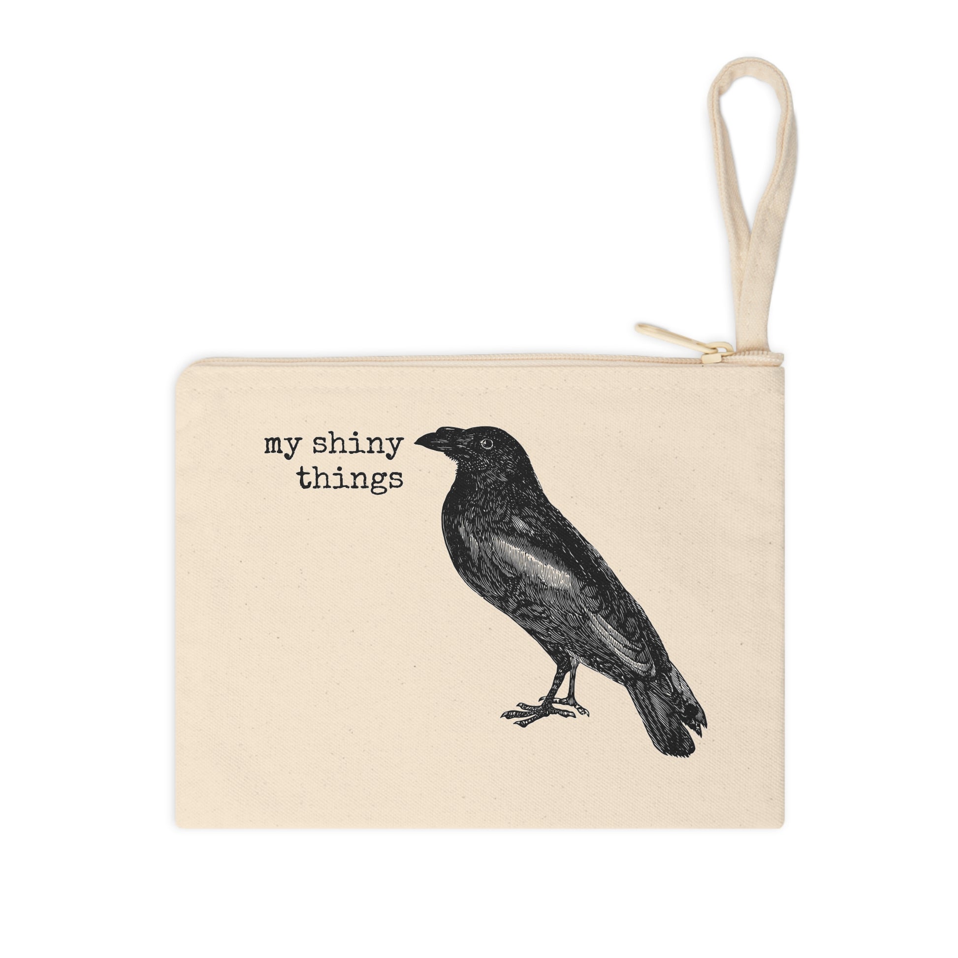 crow bird animal my shiny things funny illustration Victorian canvas zip bag pouch tote mini purse suitcase rucksack carry organize store storage office work home house lady woman funny humor cotton canvas gift present 