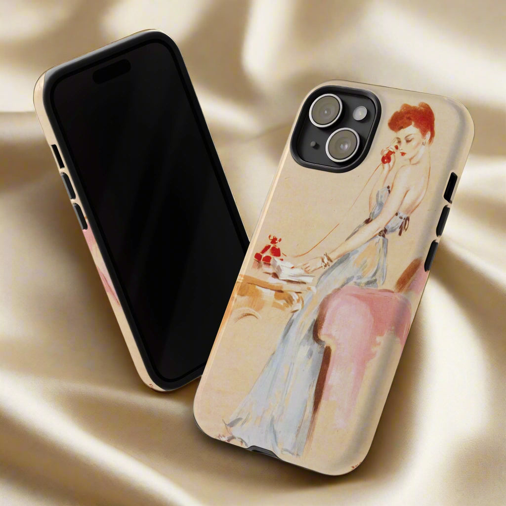 red head red hair pin up girl david wright iPhone 15 case cover glamorous telephone 