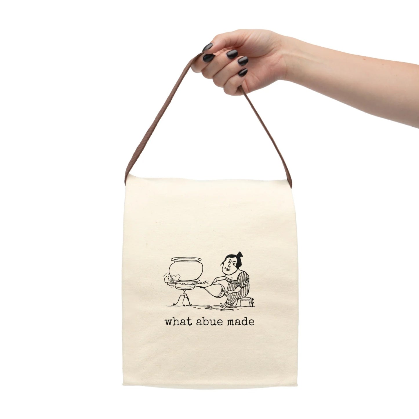 what abue made me granny grandma love Victorian illustration quote word play funny humor joke gift present lunch bag canvas cotton reusable eco-friendly meal eat food dinner breakfast hungry kitchen cook work school cafeteria midday co-worker carry out take-away on-the-go 
