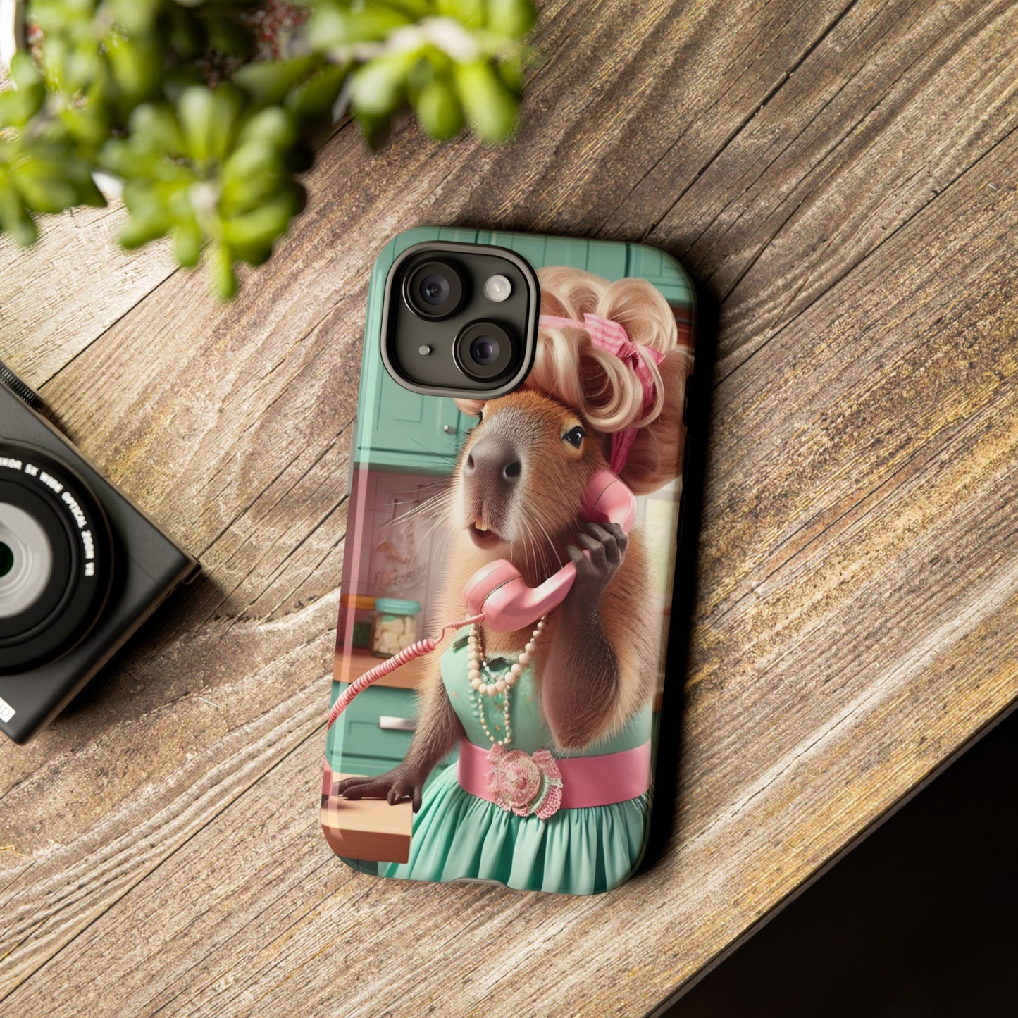 iPhone 15 case - 50's Housewife Capybara design