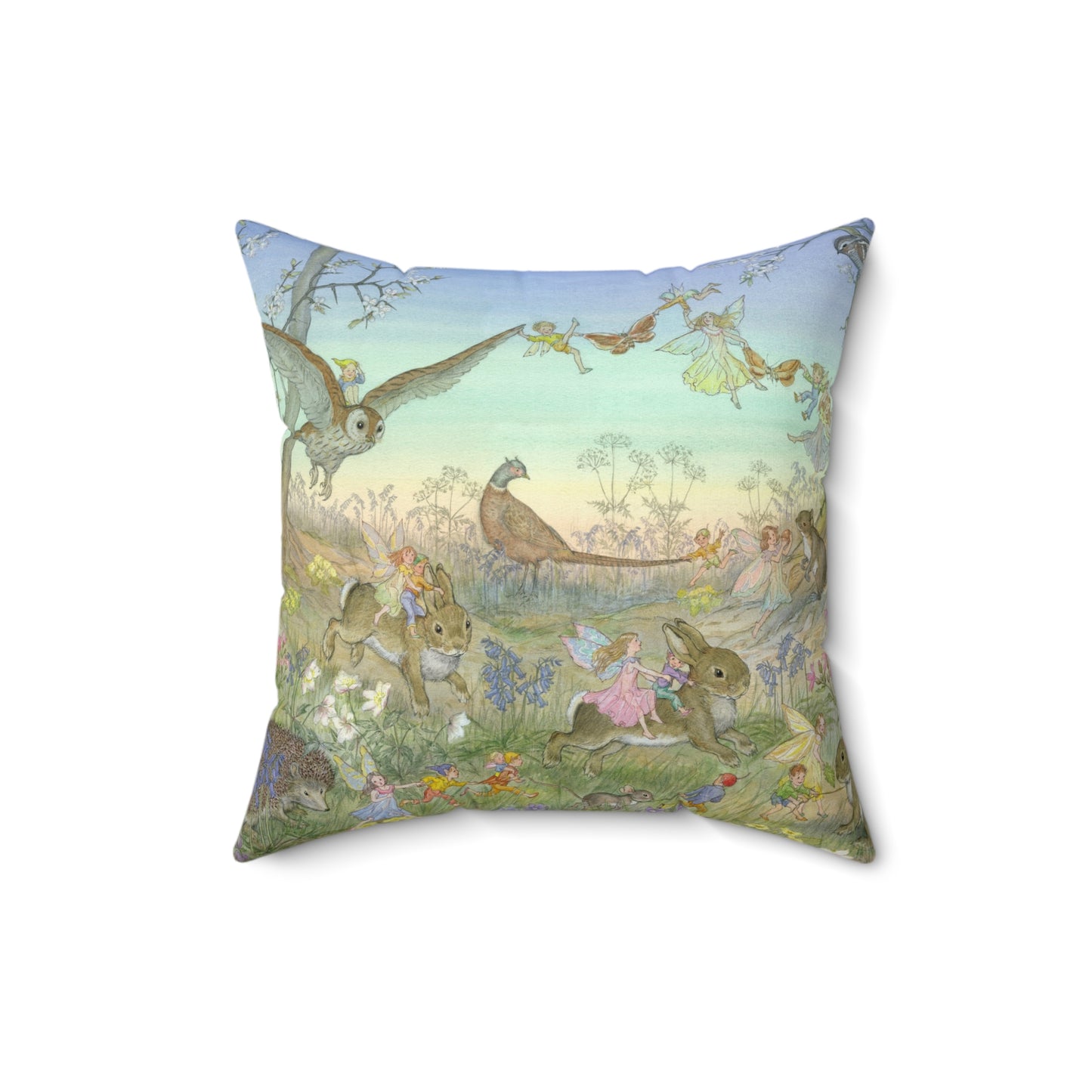 Faux suede pillow - Rabbit Fairies