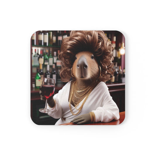 Cork Back Coaster - capybara landlady