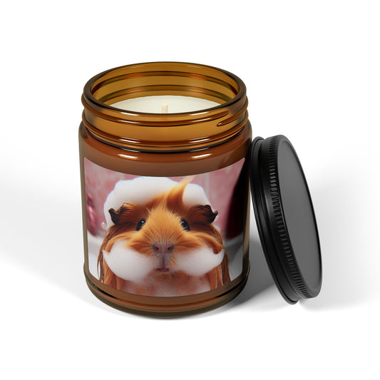 guinea pig foam beard mustache bath bubble pink ginger animal soy candle amber jar funny cute sweet humor animal lover evening night light lit atmosphere bath romantic lovers man and woman home house decor fall autumn date night gift present Christmas Halloween holiday picks festive season fragrance scented unscented couple holiday evening