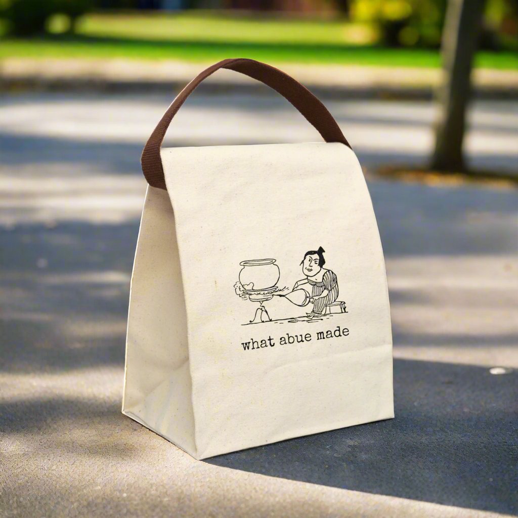 what abue made me granny grandma love Victorian illustration quote word play funny humor joke gift present lunch bag canvas cotton reusable eco-friendly meal eat food dinner breakfast hungry kitchen cook work school cafeteria midday co-worker carry out take-away on-the-go 