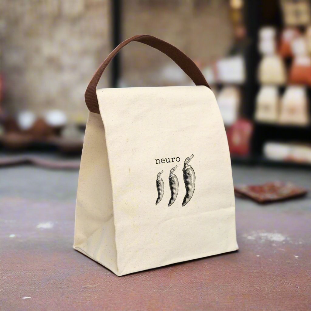 cake lunch bag canvas cotton illustration carry tote cream beige Victorian illustration humor funny gift present quote word play quirky  monster snake eat food midday on-the-go office work school hungry man woman 