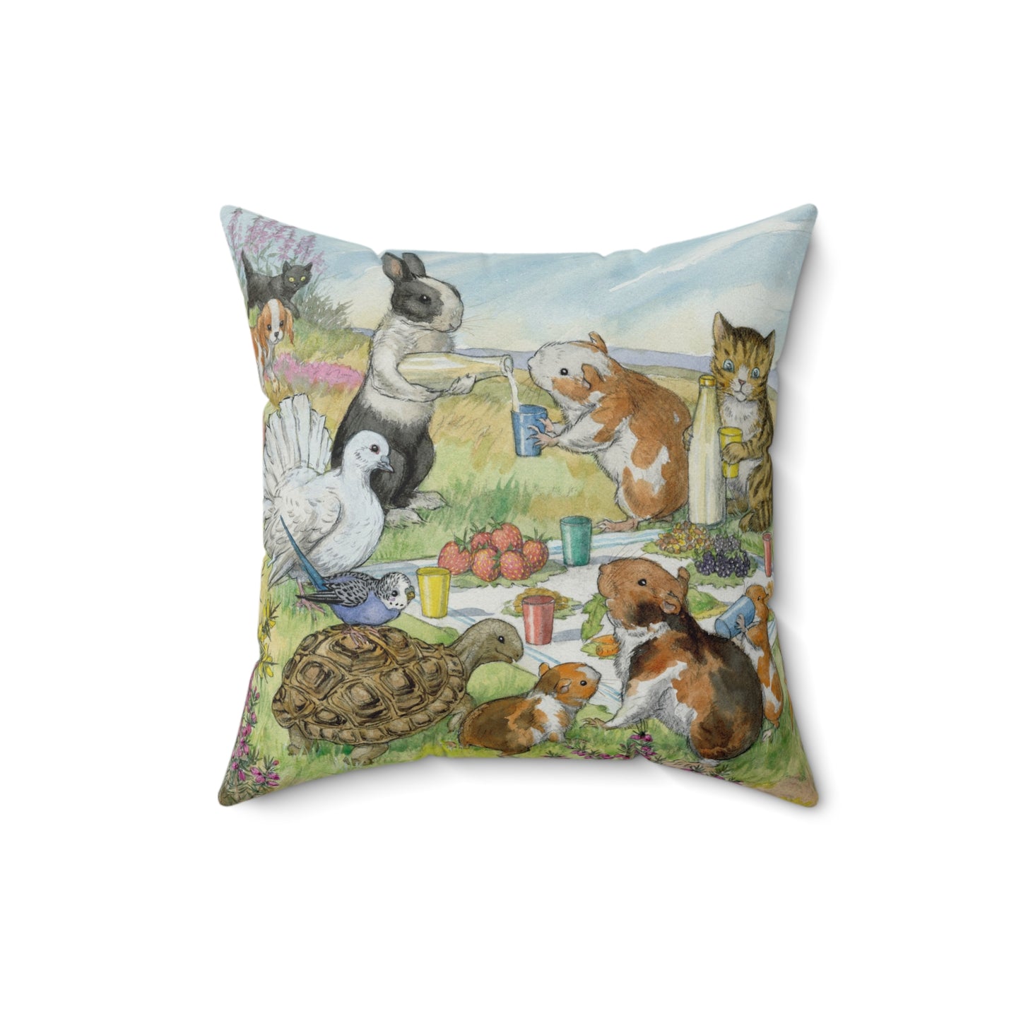 Faux suede pillow - Guinea Pig's Picnic