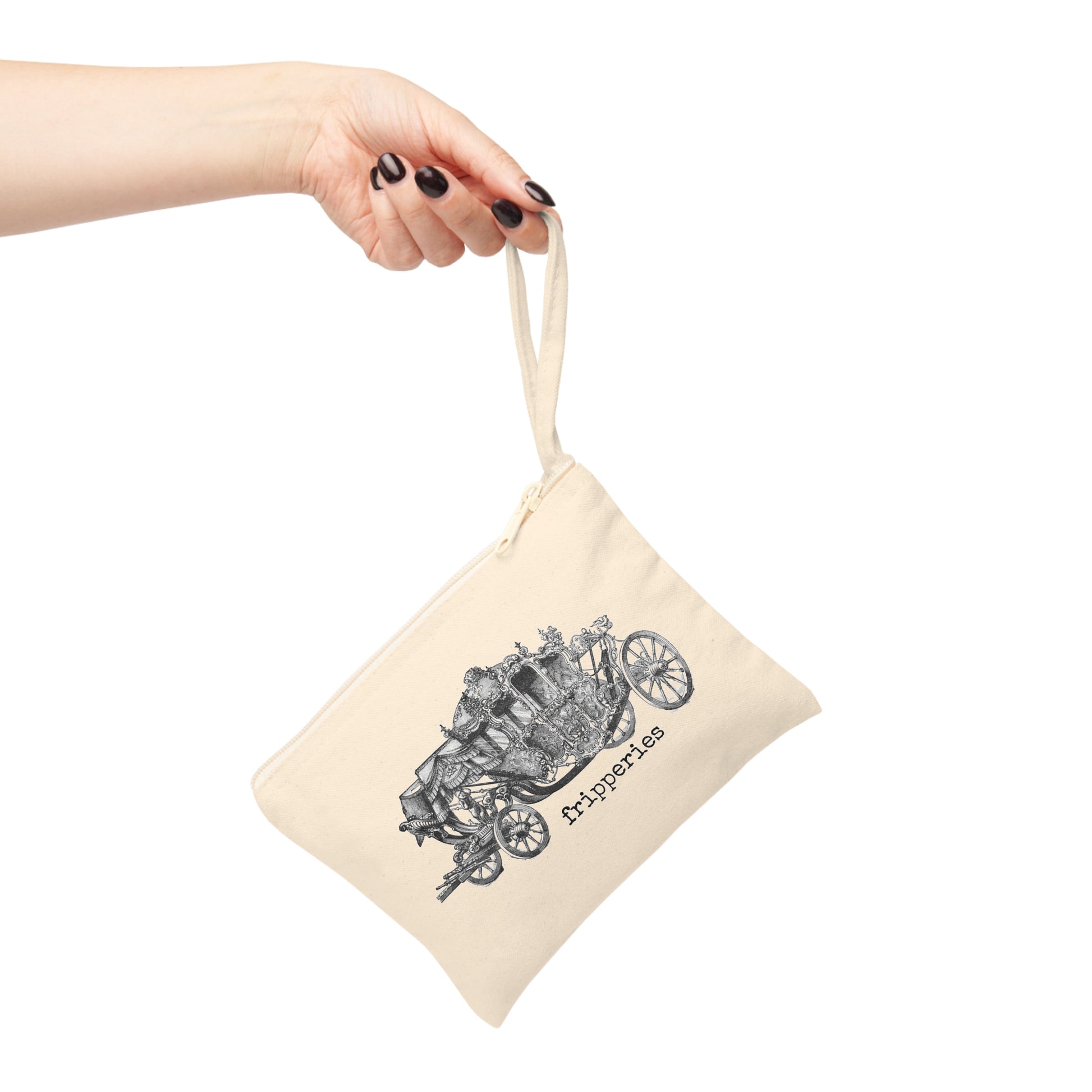 fripperies royal gold carriage funny illustration Victorian canvas zip bag pouch tote mini purse suitcase rucksack carry organize store storage office work home house lady woman funny humor cotton canvas gift present 