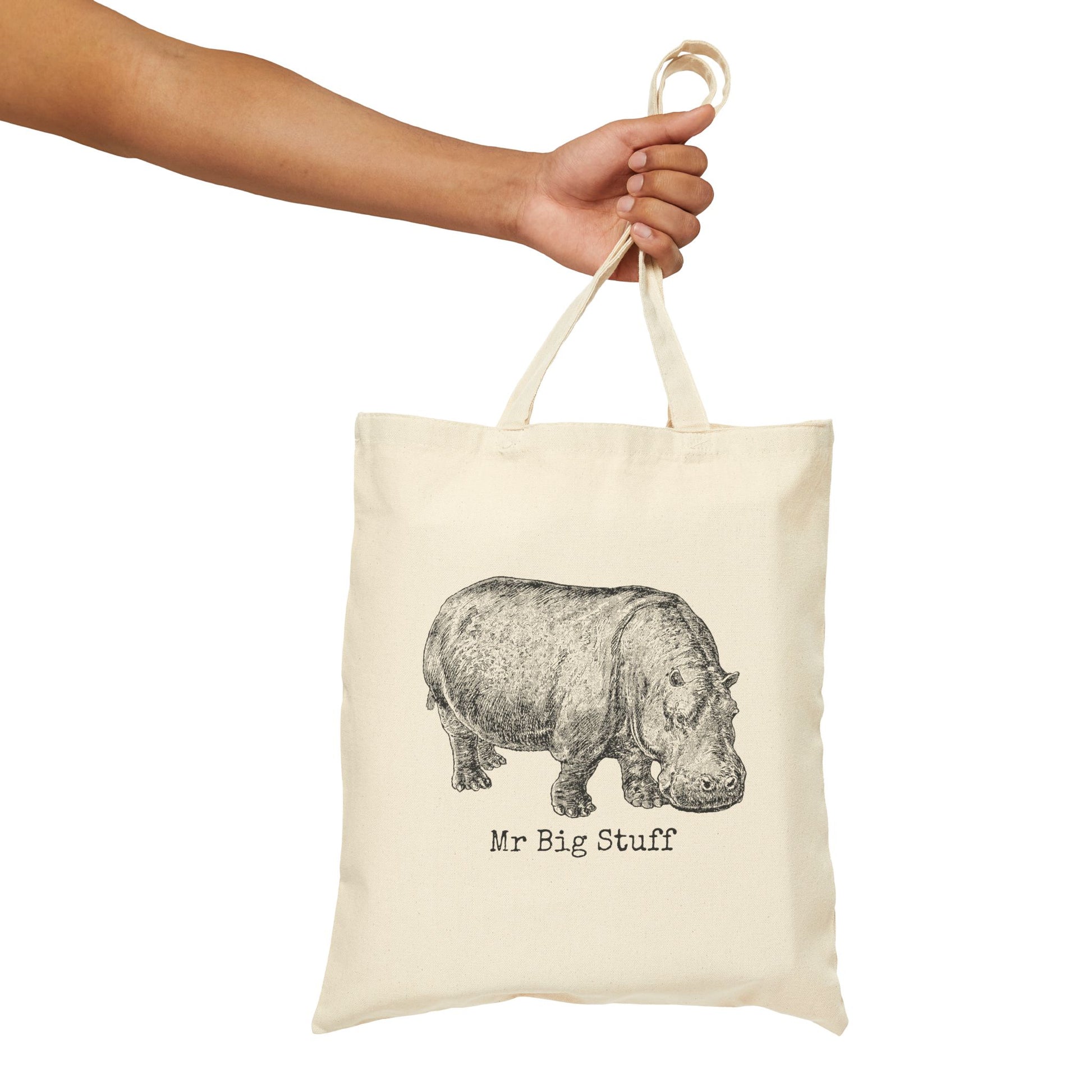 Mr big stuff song hippo hippopotamus animal African   basics tote bag  saying word cotton canvas Victorian illustration funny humor gift present carry food groceries grocery store reusable practical purse shopping woman man strong rucksack large 