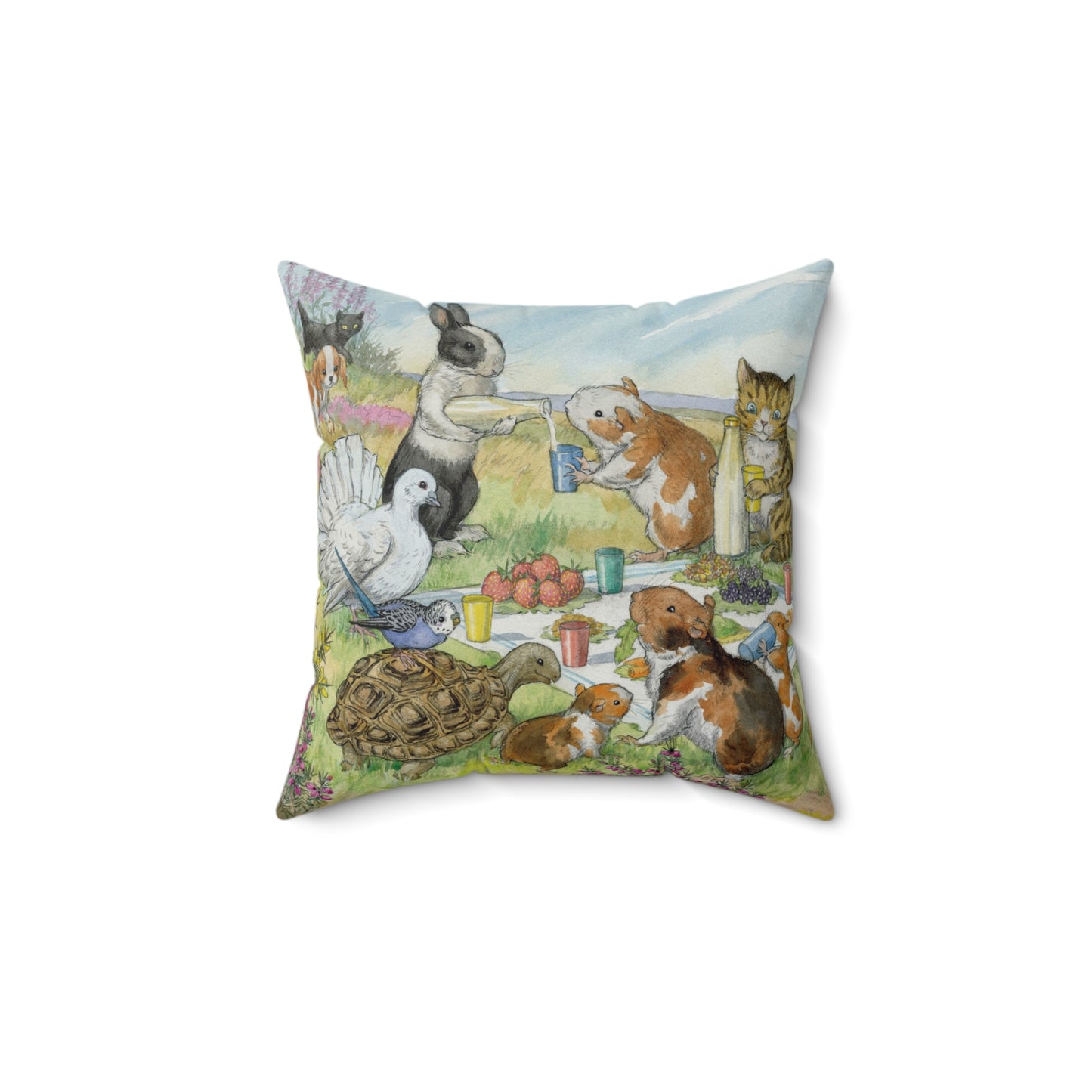 Faux suede pillow - Guinea Pig's Picnic