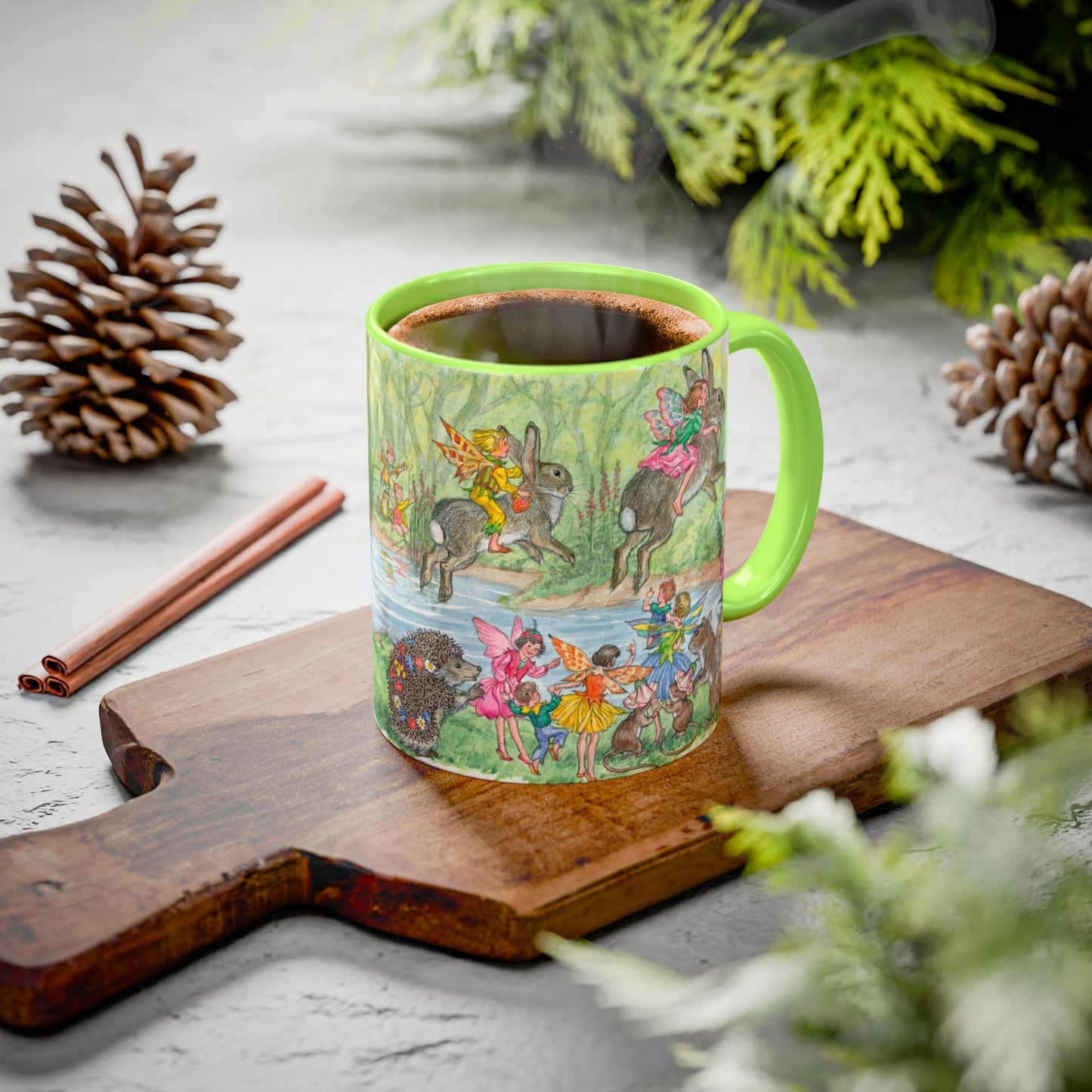 Fairy Rabbits Green Mug