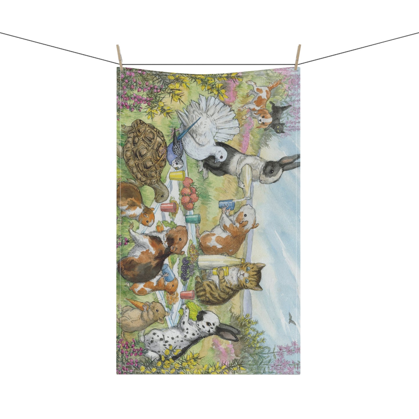 The Picnic Rabbits Tea Towel