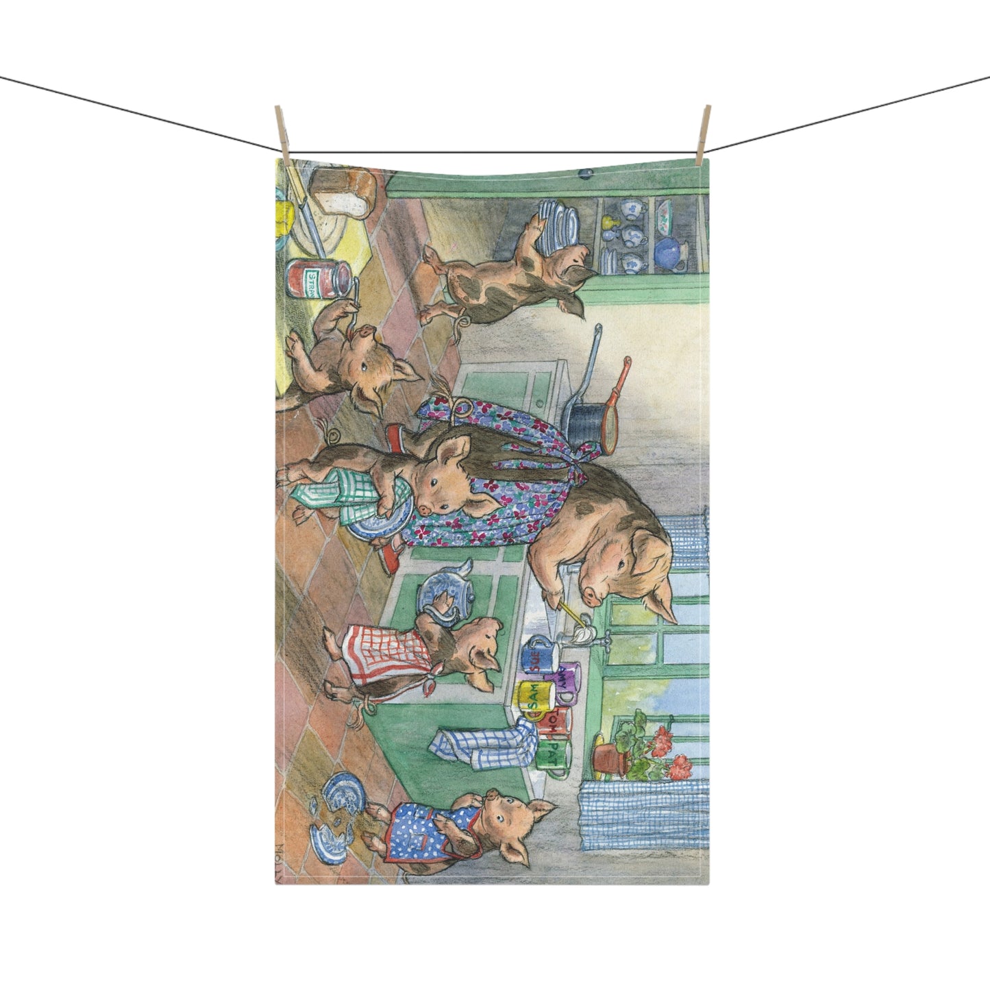 Dish Washing Pigs Tea Towel