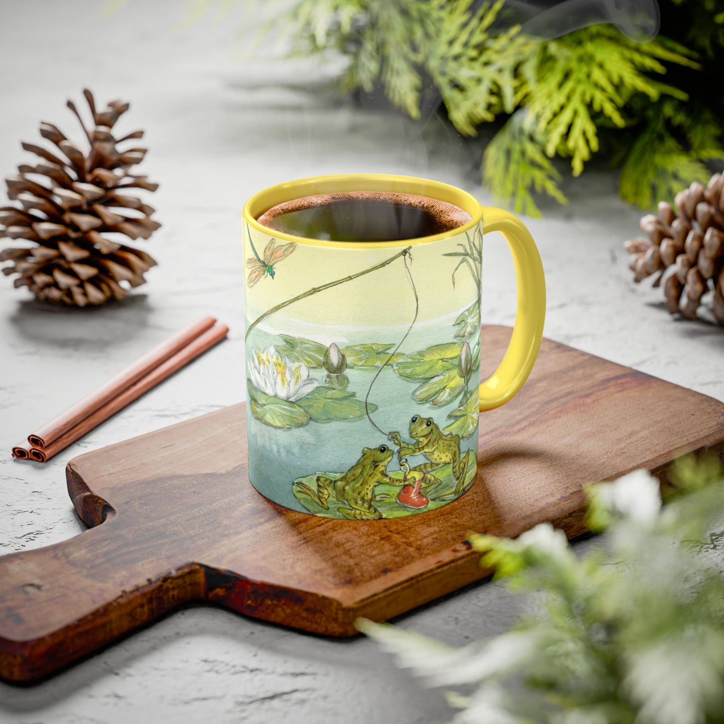 Naughty Frogs Yellow Mug