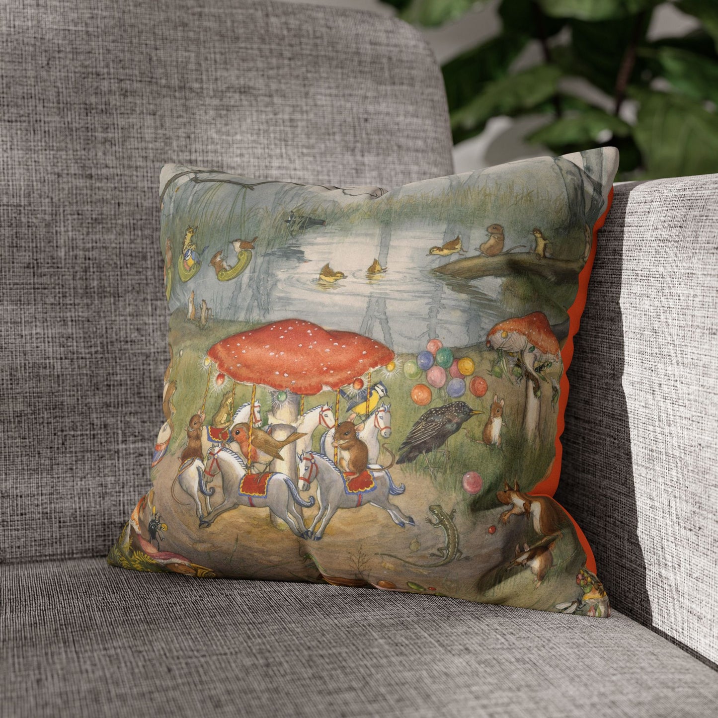 Faux suede pillow - Toadstool Fair